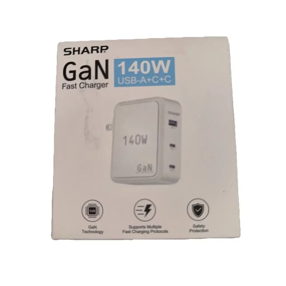 140W USB C Charger, Compact Foldable GaN Fast Charge 3-Port (2 USB-C, 1 USB-A)